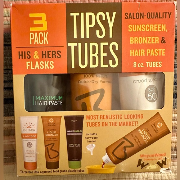 Tipsy Tubes plastic flasks. 3 pack. 8 ounces each. Disguised as sunscreen, etc. - Picture 2 of 4